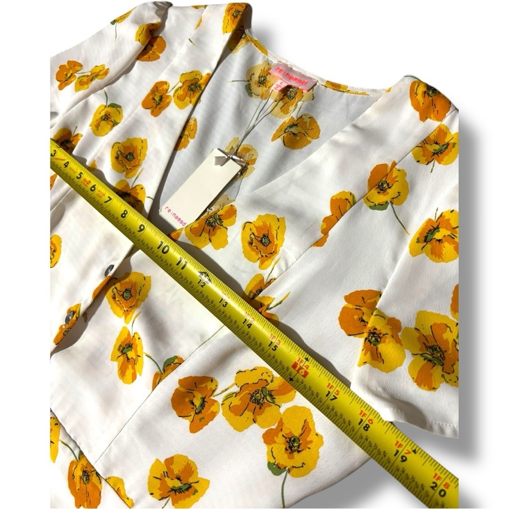 re:named New With Tags V-neck White Mini Dress with Yellow Floral Accents - Picture 13 of 16